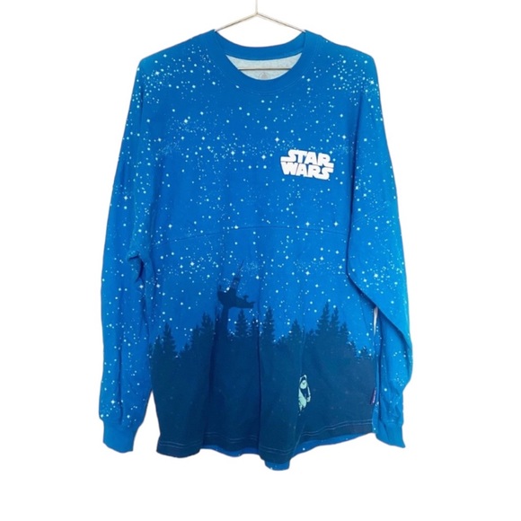 Disney Parks Star Wars ENDOR Spirit Jersey Ewok Blue Starry Sky Size Small - Picture 3 of 12